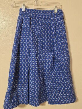 NWT Vesper London Blue Floral Pleated Midi Skirt - UK 10 / US 6